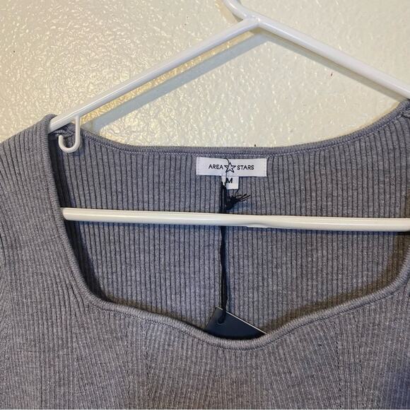Area Stars Sweetheart Ribbed Sweater Midi Dress in Gray Size Medium NWT - Picture 3 of 8